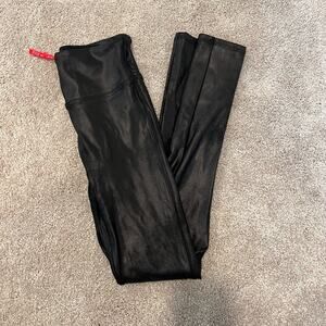 Spanx Women's Pleather Leggings Ankle Length Black Size XS‎ Petite